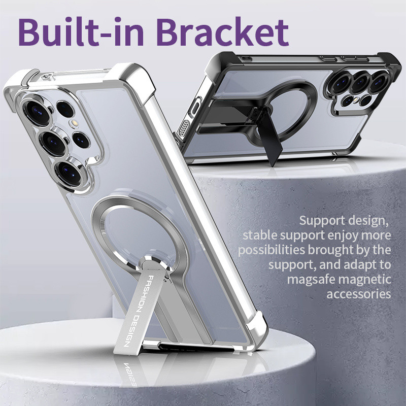 Electroplated โปร่งใสแม่เหล็กในตัวสําหรับ Samsung S25 Ultra Plus S24 S23 S22 Ultra Plus S24FE S23FE A55 A54 ไร้สายชาร์จ Hard Anti-Fall ฝาครอบ