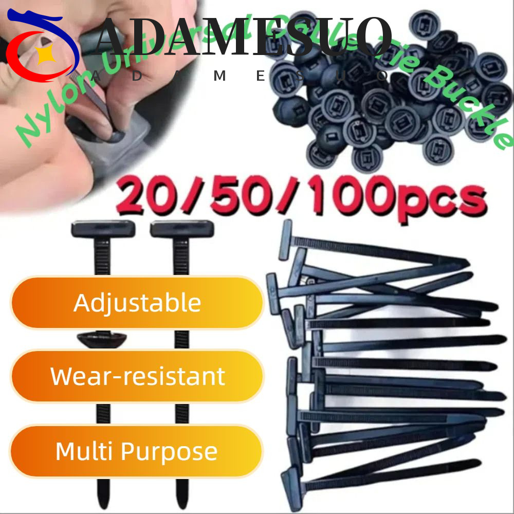 ADAMESUO 20/50/100 ชิ้นไนลอน Universal Cable Tie Buckle, ทนทานอเนกประสงค์ Self-locking Zip Ties, Heavy Duty สวมใส่น้ําหนักเบาสายรัดพลาสติก Clamp Cable Stripper เครื่องมือ