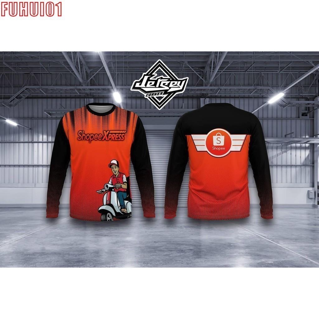 เสื้อยูนิฟอร์ม Shopee Rider แขนยาว พิมพ์ลายแบบเต็มตัว เหมาะสำหรับนักขับรถจักรยานยนต์