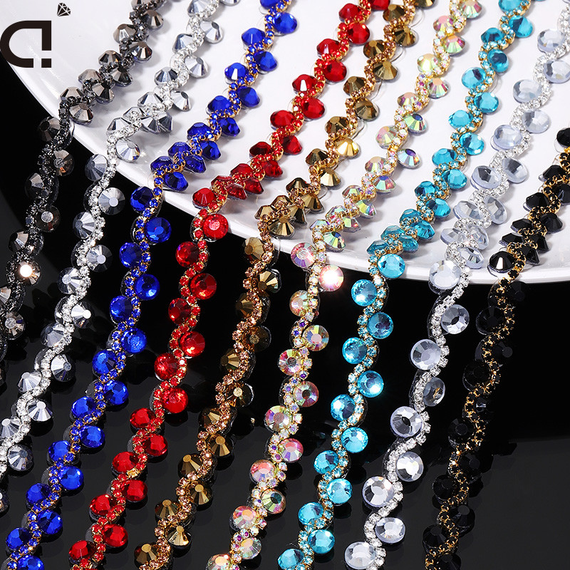ประดับตกแต่งชุดเจ้าสาว สไตรปก rhinestone และคริสตัลเหล็กสำหรับ DIY งานแต่งงาน