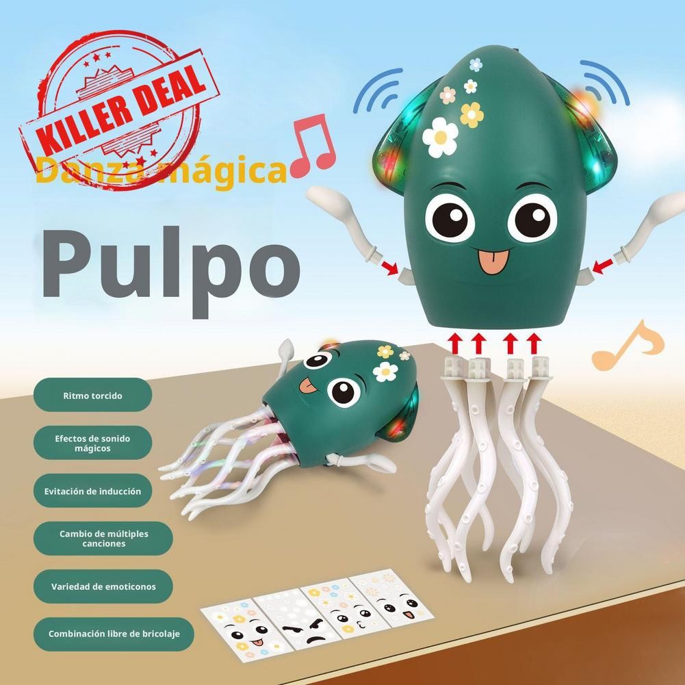 เต้นรํา Octopus เด็กสัตว์เลี้ยงอิเล็กทรอนิกส์ของเล่นคลานเต้นรําอุปสรรคเซ็นเซอร์ของเล่นพร้อมไฟ W8q0