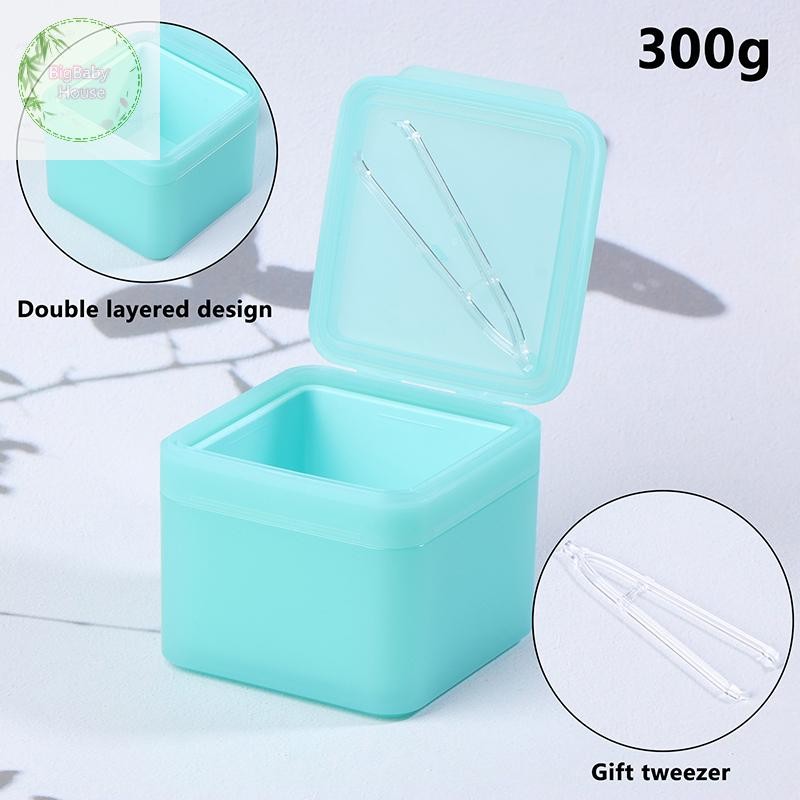 BigBabyHouse 300g Double Layer Square Makeup Remover กล่องผ้าฝ้าย Flip Cover Self Matching แหนบสําลีกล่องเก็บ TH