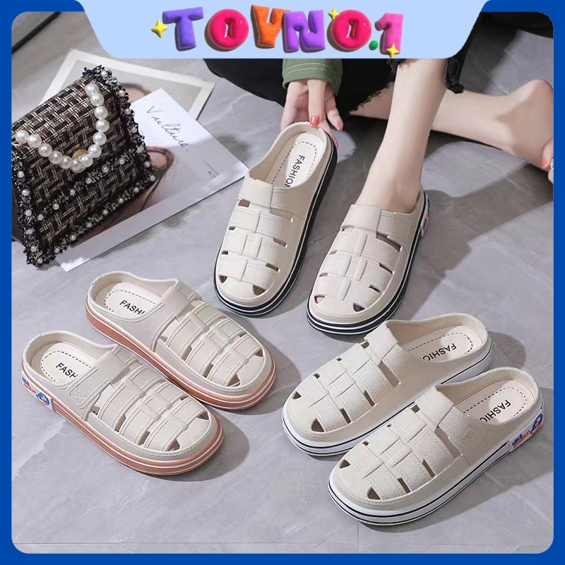 ToyNo.1🧸 พร้อมส่ง🧸"TO-058" รองเท้าหัวโตแบบสวม ปิดปลายเท้า สีพาสเทล ใส่สบาย นิ่มเท้า มาใหม่