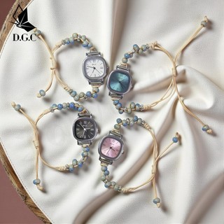 DGC 10483 Jam Tangan Wanita Fashion hadiah Serut Stainless Jam Tangan Wanita Quartz Dengan Strap Rantai Gadis COD