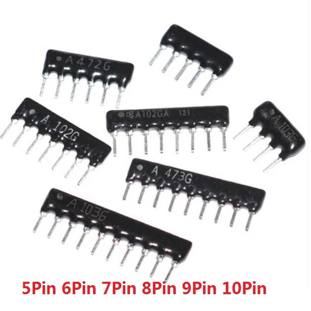 10PCS 8Pin Network Resistor 1K/10K/220R/330R/4.7K/100K/2.2K/120R/6.8K Ohm A08-102/103/2231/472/104/2