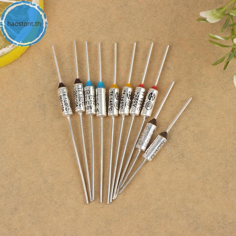 Haostont 10PCS ฟิวส์โลหะความร้อน 10A 15A 250V อุณหภูมิ 142° 150° 172° 185° 216° สําหรับหม้อหุงข้าวไฟฟ้า TH