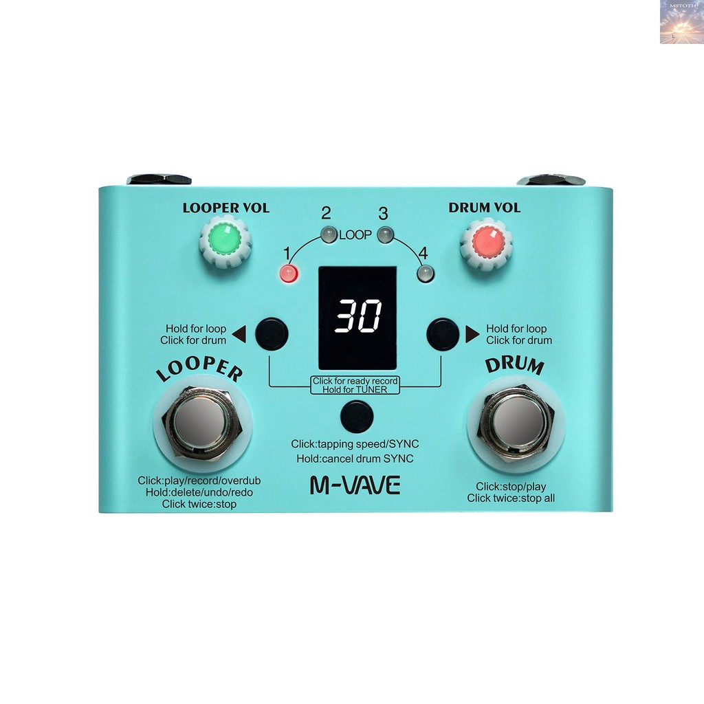 M-VAVE LOST TEMPO Effect Pedal Drum & Looper Effector Mini 2-in-1 Looper & Drum Machine Double Foots