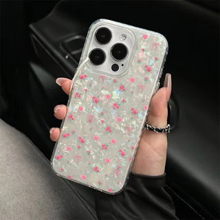 เคส IPhone XR X XS Max 11 16 13 12 14 15 Pro Max 8 14 7 15 Plus 7Plus SE 2020 แฟชั่นฤดูใบไม้ผลิสดใหม่ดูเดิลผีเสื้อดอกไม้