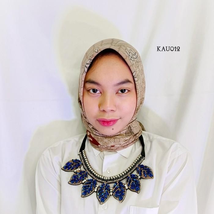 สร้อยคอโบฮีเมียนรุ่นใบไม้คริสตัลสีฟ้าสร้อยคอย้อนยุค เช่น012