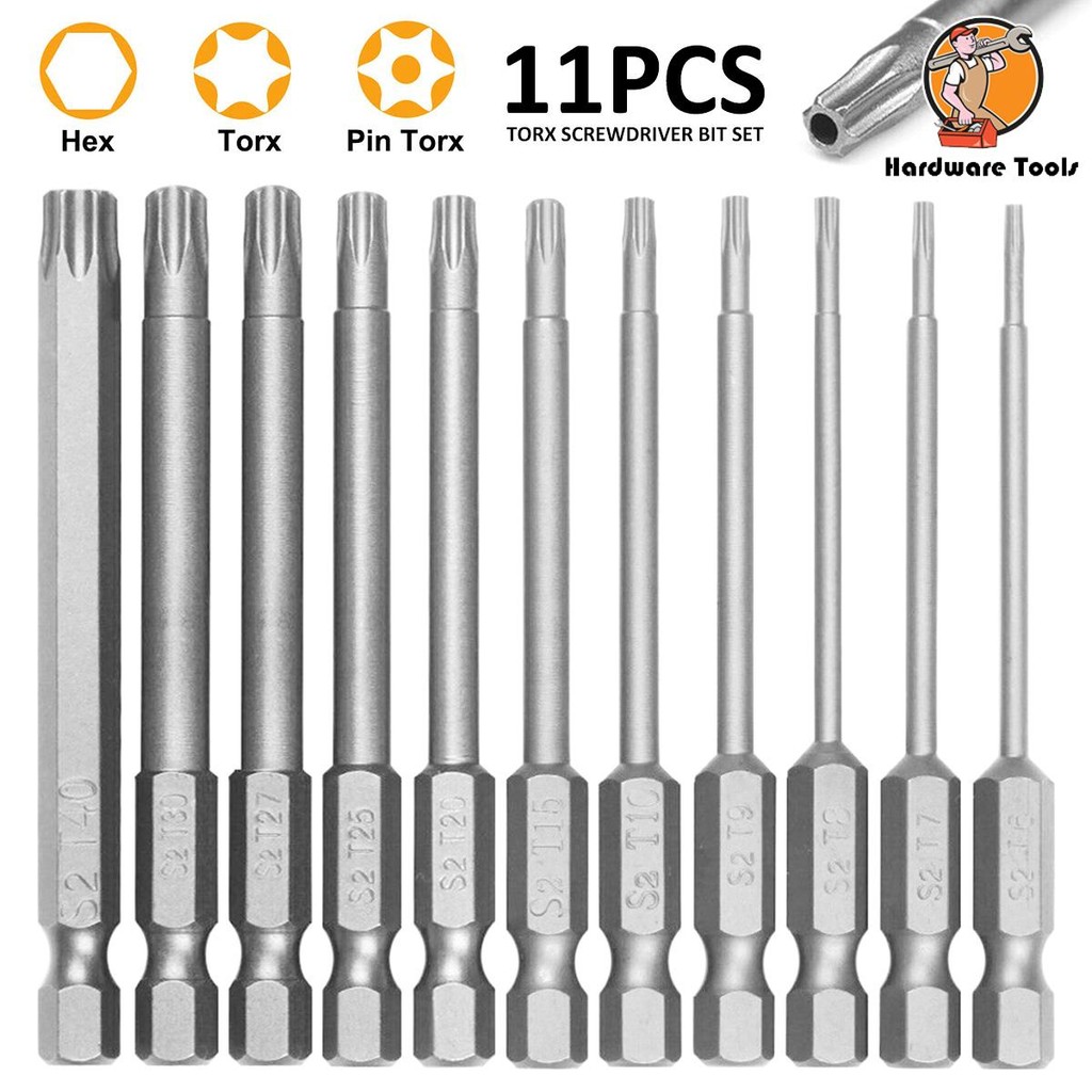 11 ชิ้น Torx ไขควงชุด Bit 1/4 นิ้ว Hex Shank Tough Torx Star Hex Security ชุดบิตสําหรับรถยนต์