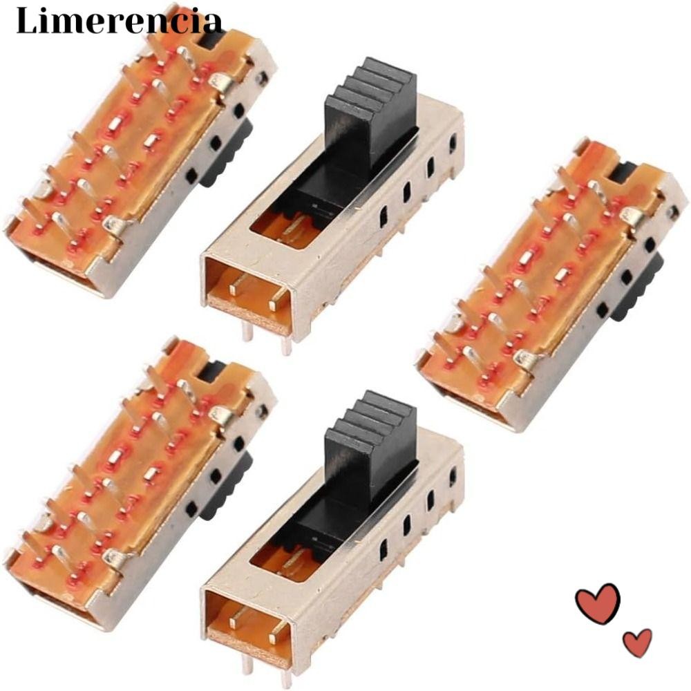 IFFINE 5pcs Micro Slide Switch, 10P 2P4T 5mm Toggle Switch, Miniature 4 ตําแหน่งแนวตั้ง SS-24E01 Mic