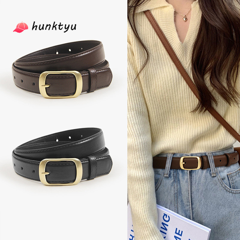 COD💕เข็มขัดหัวเข็มขัดแบบเข็มแฟชั่นสำหรับผู้หญิง หัวเข็มขัดโลหะสีทอง    กางเกงยีนส์สไตล์เรโทรเรียบง่ายอเนกประสงค์