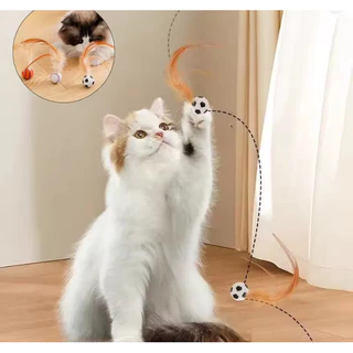 ใหม่ Interactive Cat Feather Ball ของเล่นยืดหยุ่น Bouncy Cat ของเล่น Feather Tails, ซิลิโคน Rolling Ball สําหรับแมวในร่ม