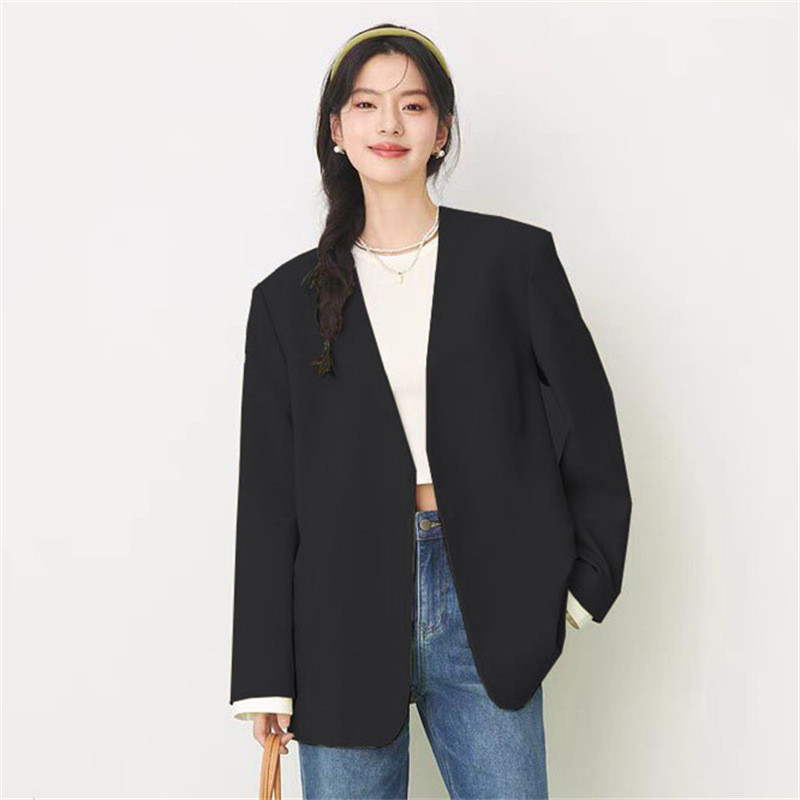 Suit coat for women 2025 spring and autumn casual Korean loose medium and long top small suit for wo