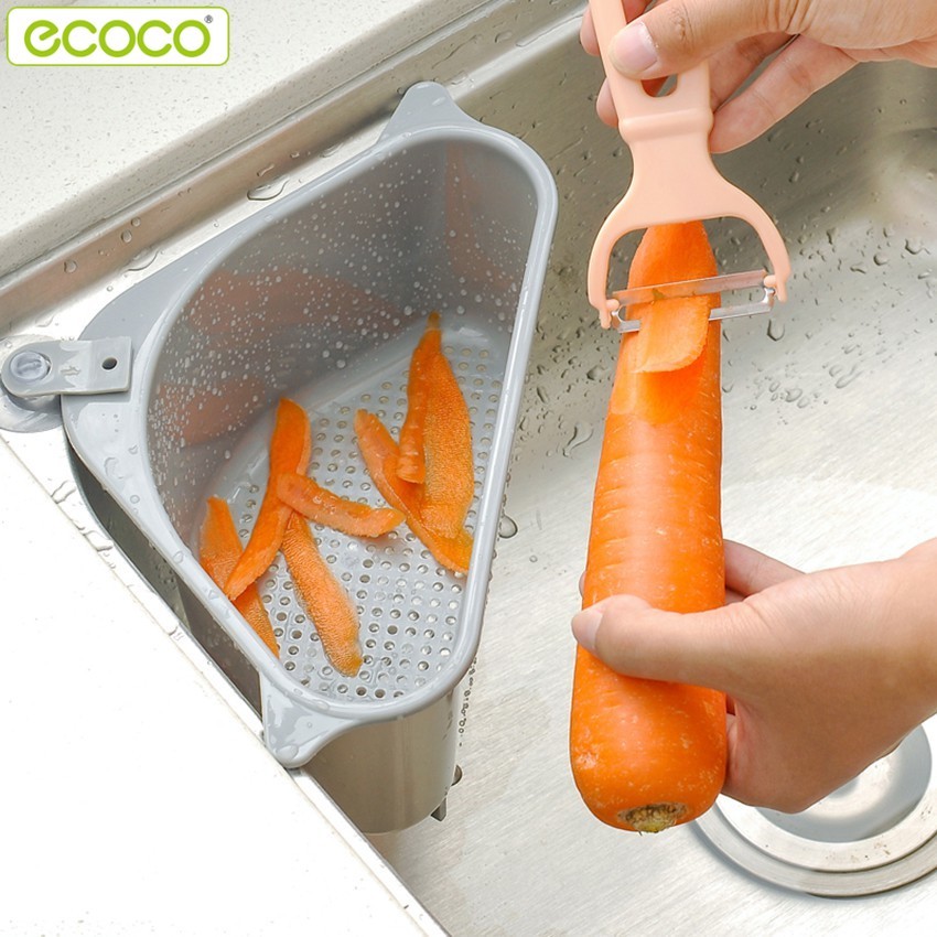 Ecoco ชั้นวางมุมซิงค์ กรองเศษอาหาร ที่แขวนซิงค์ล้างจาน เข้ามุมอ่างล้างจาน กันเศษอาหารอุดตันท่อ