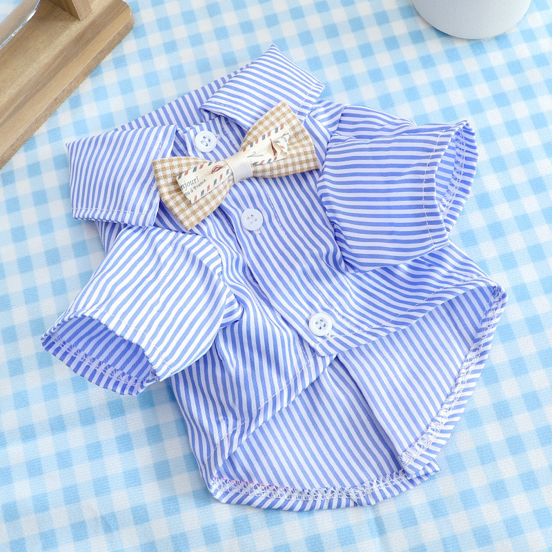 เสื้อสัตว์เลี้ยงลายทางคลาสสิก - ฤดูร้อนระบายอากาศเสื้อโปโลคอปกด้านบนสําหรับสุนัขและแมว,น้ําหนักเบาผ้าฝ้ายผสมเครื่องแต่งกายอเนกประสงค์ (ปุ่มสแน็ปปรั