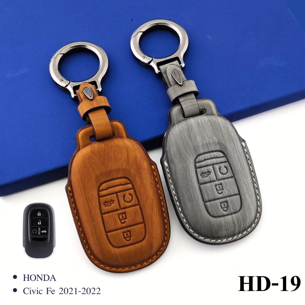 Civic Fe ซองหนังกุญแจรถยนต์ ปลอกกุญแจ Honda Civic Fe 2021-2022 เคสซองหนังสี