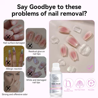 BORN PRETTY 50ml กาวเล็บ Remover Acetone-ฟรี 3S Fast สอดใส่กดบนเล็บกาว Remover กาวติดเล็บปลอม Debonder