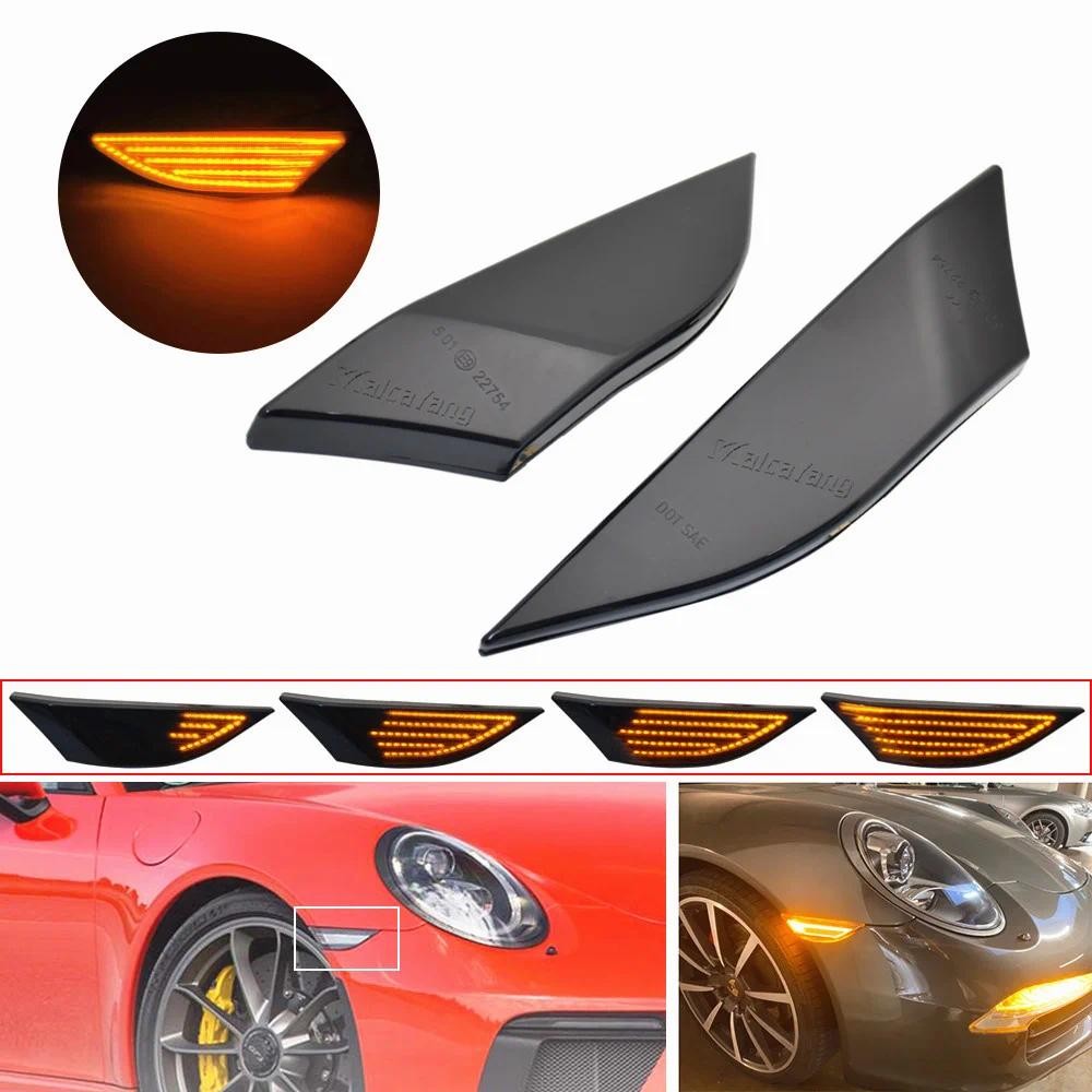 Amber สีเหลือง LED Fender ด้านข้างไฟเลี้ยวไฟสัญญาณสําหรับ Porsche Boxster Cayman 981 718 Spyder 991 