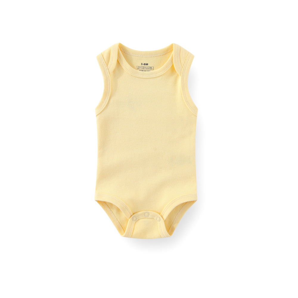 บอดี้สูทแขนกุดสำหรับเด็กสาว สไตล์แฟชั่นสีทึบ วัสดุนุ่ม สบายในฤดูร้อน - รูปที่ 2