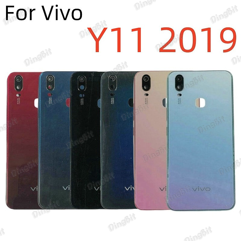สําหรับ Vivo Y11 (2019) ฝาหลังแบตเตอรี่เคสประตูกระจกด้านหลังพร้อมกระจกกล้องและปุ่มด้านข้าง