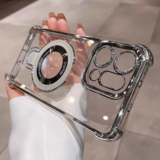 OPPO Reno 14F 13F 12F 11F 5G Reno 14 13 12 11 10 Pro แหวนวงเล็บชุบเคสโทรศัพท์แม่เหล็กกล้องป้องกัน Kickstand กันกระแทกฝาครอบซิลิโคนอ่อนนุ่ม