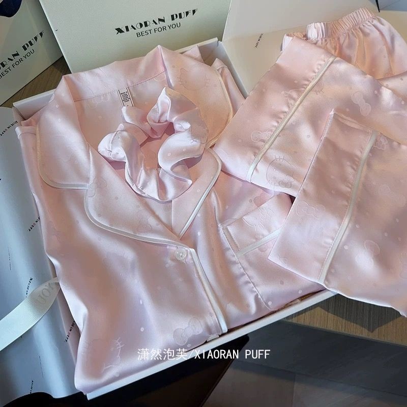 ชุดนอนผู้หญิงแขนยาวจากผ้าไหมน้ำแข็งสำหรับฤดูร้อน ดีไซน์แบบ Ggib - รูปที่ 5