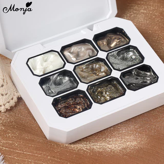 Monja กล่องเล็บ UV เจล Polish Aurora Powder Fairy Glitter ครีมสะท้อนแสง Sequin ความนิยม Soak Offเงา