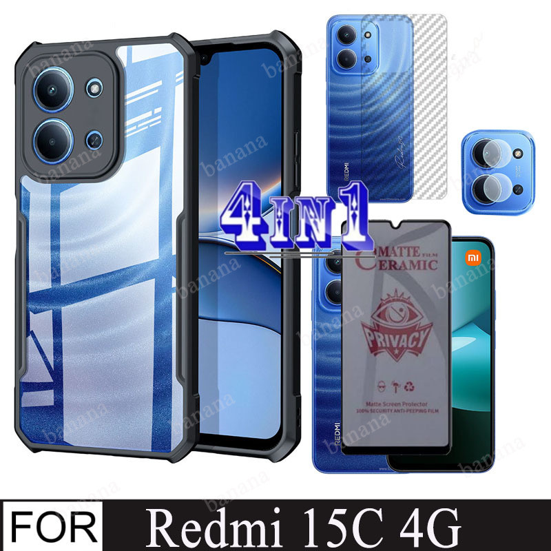 Redmi 15C 14C เคสโทรศัพท์กันกระแทกสําหรับRedmi15C Redmi 15 5G 4G 4in1 Anti-Spyความเป็นส่วนตัวฟิล์มเซ