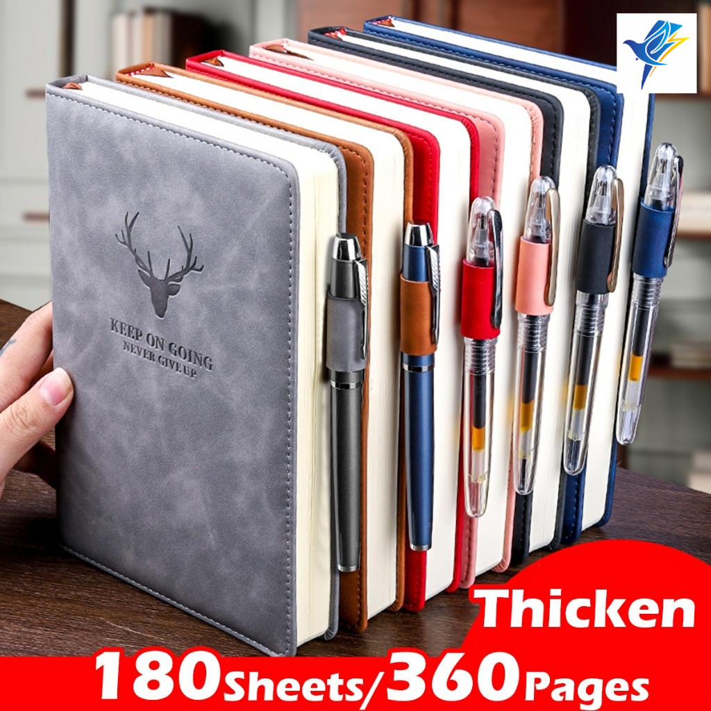 สมุดโน้ต A5 กระดาษ 100GSM จำนวน 160/360 หน้า ปกหนังเคลือบแว็กซ์ เหมาะสำหรับเครื่องเขียนสำหรับธุรกิจ สำนักงาน และนักเรียน