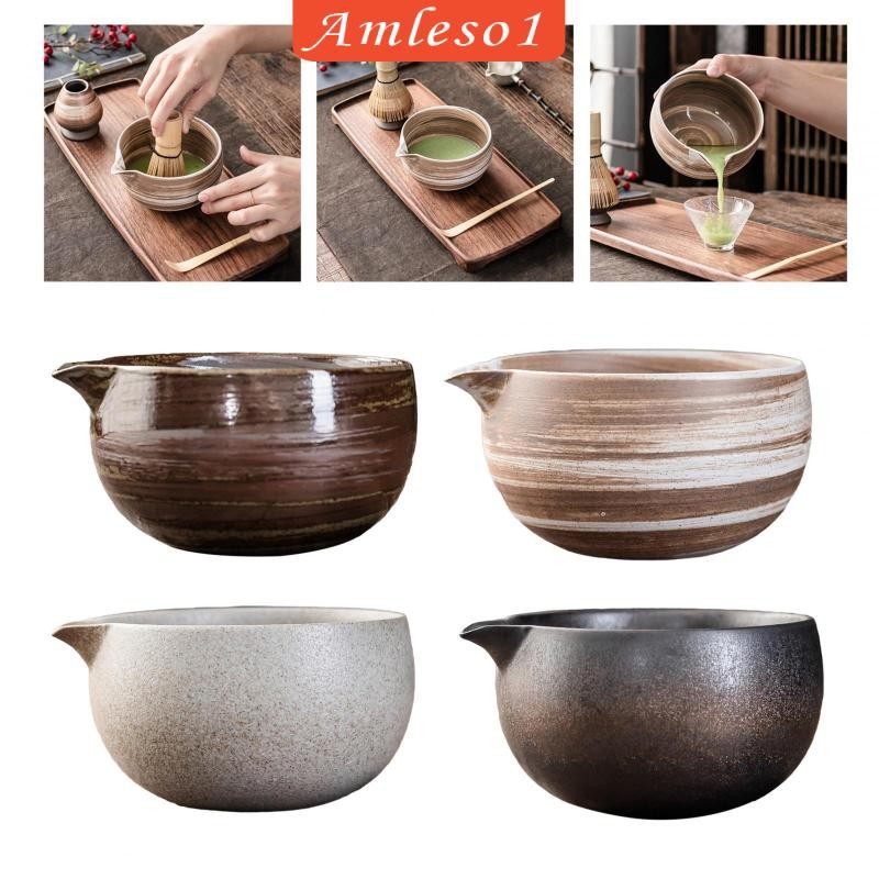 [Amleso1] ชามมัทฉะทําจากชามผสมพอร์ซเลนสําหรับการเตรียมมัทฉะ 600 มล