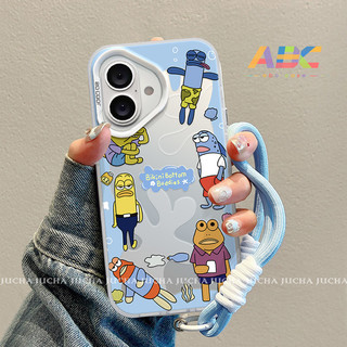 Case untuk iPhone 16 13 11 15 pro xs XR 15 14 plus 11 12 13 14 pro max 7+ 8+ Xs Max Casing Ponsel Bawah Bikini Kartun Lucu dengan Tali Lanyard DA773