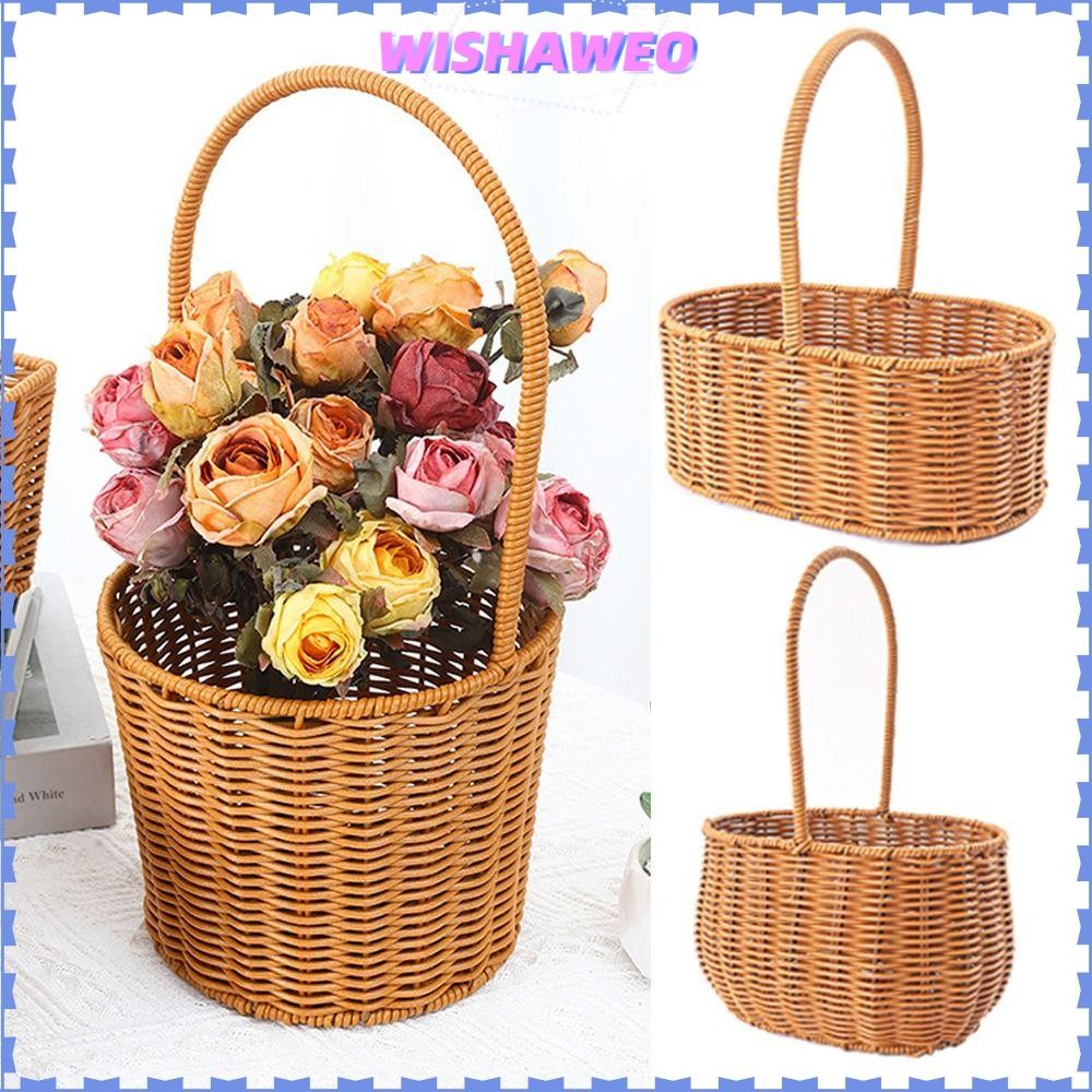 ตะกร้าดอกไม้มีดลย์ hand-woven willow สำหรับงานพิเศษและปิกนิก