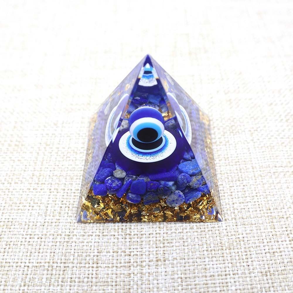 DANILOWM Evil Eye เครื่องประดับ, Fortune Lucky Energy Orgone พีระมิดตุ๊กตา,ของขวัญวันเกิดเรซิ่น Drop กาวคริสตัลหิน Evil Eye Pyramid Home Office - รูปที่ 3