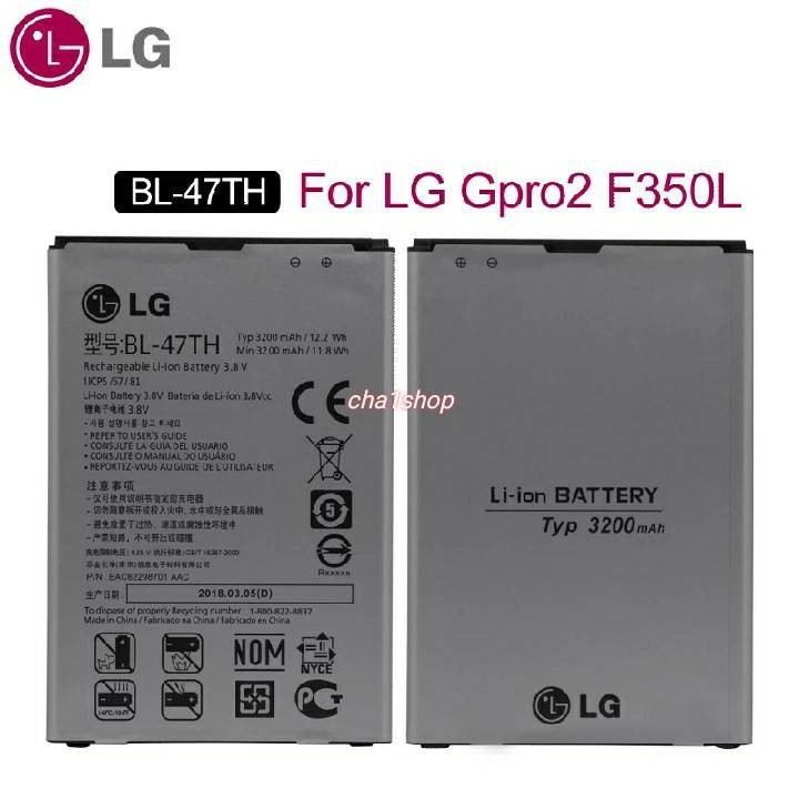 แบตเตอรี่ LG Original โทรศัพท์แบตเตอรี่ BL-47TH สำหรับ LG Optimus G Pro 2 F350 F350K F350S F350L D83