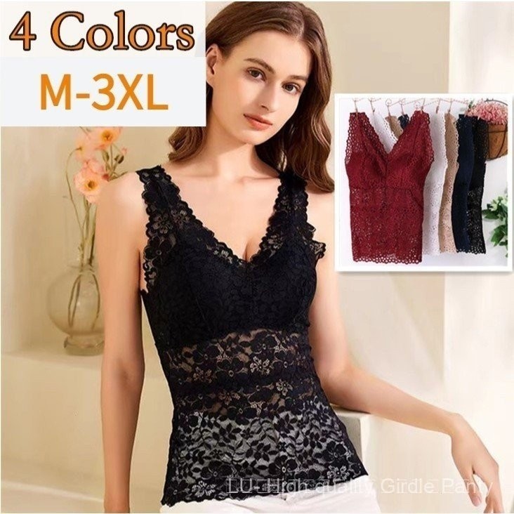 Plus ขนาด 37 กก.-88 กก.ผู้หญิงลูกไม้ Crop Top Sando สําหรับผู้หญิง Sando Crop Top Plus ขนาด Crop Top สีดําเสื้อผ้าสําหรับผู้หญิงติดตั้ง Sando สําหรับผู้หญิง