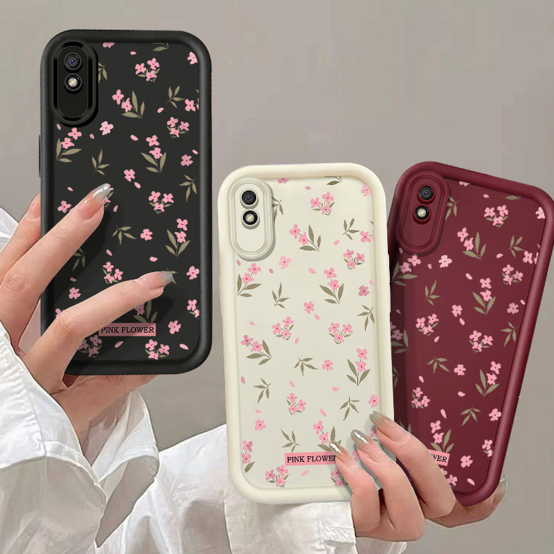 ปลอกสําหรับ Xiaomi POCO M2 M3 X3 C55/Redmi 9 9A 9i 9T ดอกไม้สีชมพู Instagram สไตล์ Soft Angel Eyes เคสกันกระแทก