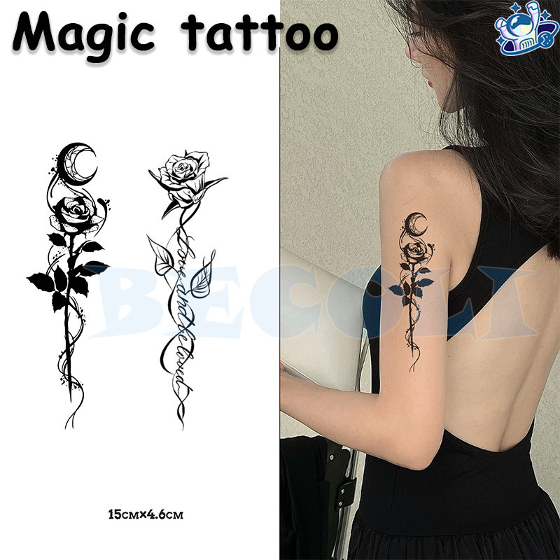 พร้อมส่ง สติกเกอร์รอยสักชั่วคราว Magic tattoo ดอกไม้ สติ๊กเกอร์รอยสักสมุนไพร กันน้ำ กันรอย กึ่งถาวร