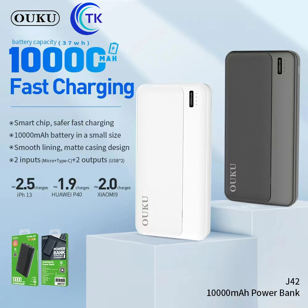 พาว์เวอร์แบงค์ OUKU J42 แบตสำรอง 10,000 MAH POWER BANK มีมอก. พร้อมส่ง
