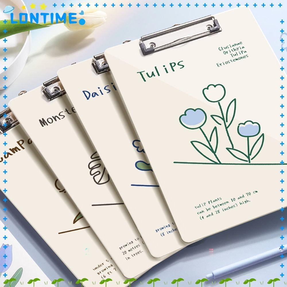 Lontime แฟ้มโฟลเดอร์ A4, คลิปบอร์ดมัลติฟังก์ชั่นลายดอกไม้ INS, แผ่นรองเขียนวาดภาพโลหะสร้างสรรค์สํานักงานโรงเรียน