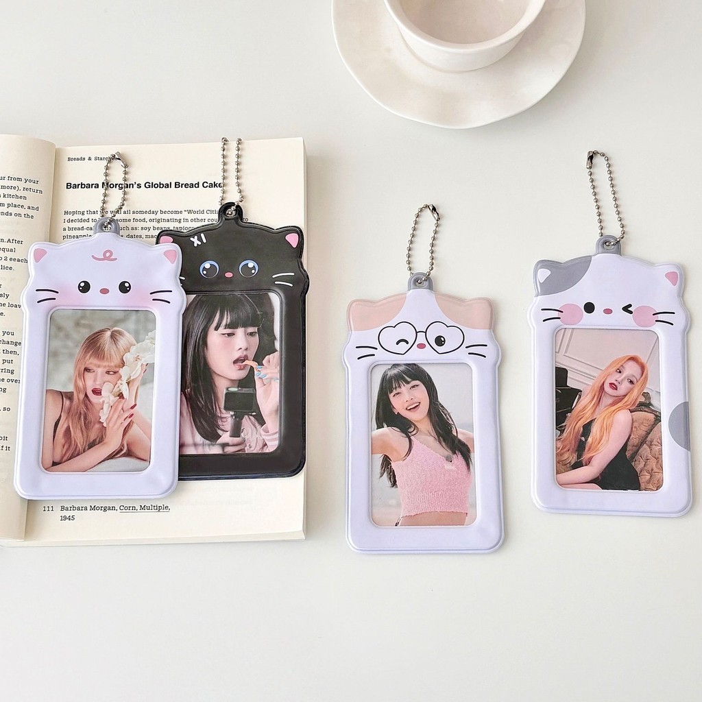 Ins แมวน่ารักรูป 3 นิ้ว Pvc Student Card Holder Small Card Idol Organizer Card Booklet