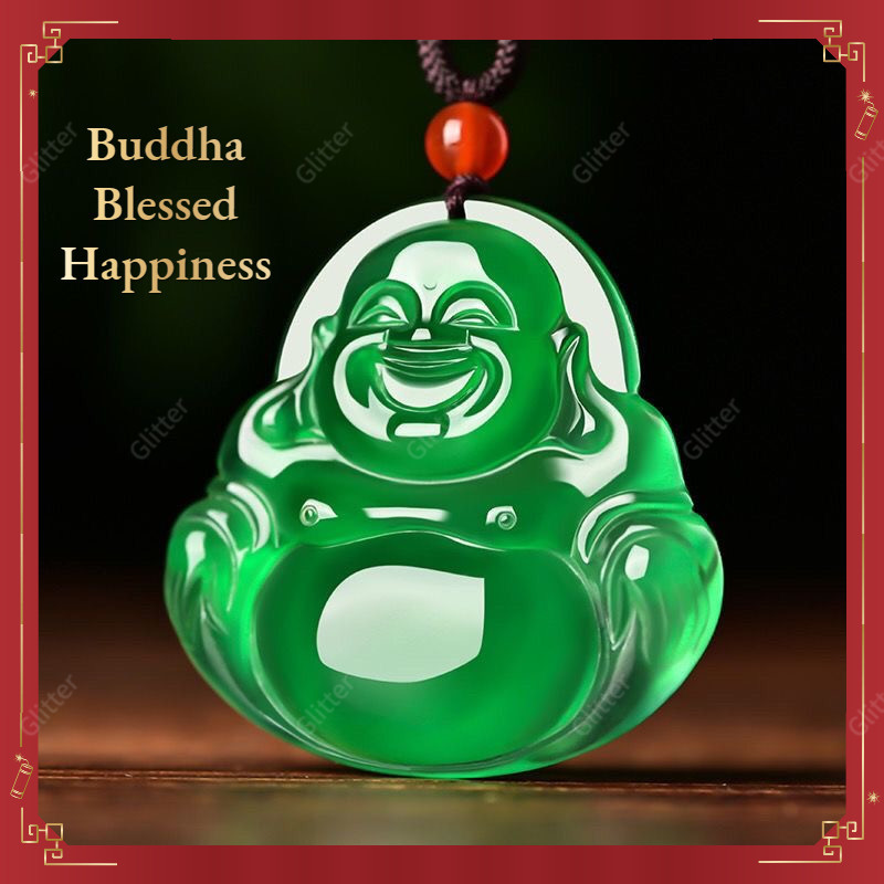 (ฟรีเชือก) ธรรมชาติ Chalcedony Maitrey Buddha จี้สร้อยคอสําหรับผู้หญิงป้องกันนํามาความสุขสร้อยคอสําหรับผู้ชาย