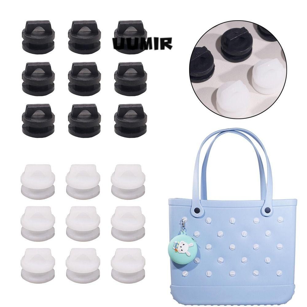 UUMIR 1/5pcs พู่แขวนสําหรับ Bogg กระเป๋า,จับสายรัดอุปกรณ์เสริมแทรกหัวเข็มขัดสกรู Caps สําหรับ Bogg กระเป๋า, ปุ่มจับ Acces พลาสติก DIY ยางกระเป๋าพวงกุญแจแขวนสําหรับกระเป๋าชายหาด