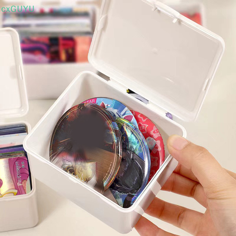 [cxGUYU] กล่องเก็บของสีขาว Stackable Sundries Storage Organizer พร้อมฝาปิดกันฝุ่นกล่องเก็บเครื่องเขียน Home Organization Holder PRTA