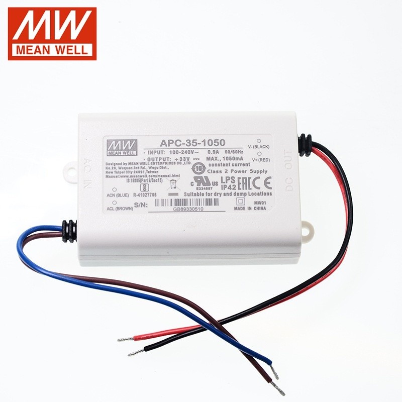 ✻MEAN WELL APC-35 100-240V 350mA 500mA 700mA 1050mA LED Driver High effection Single Output Switchin