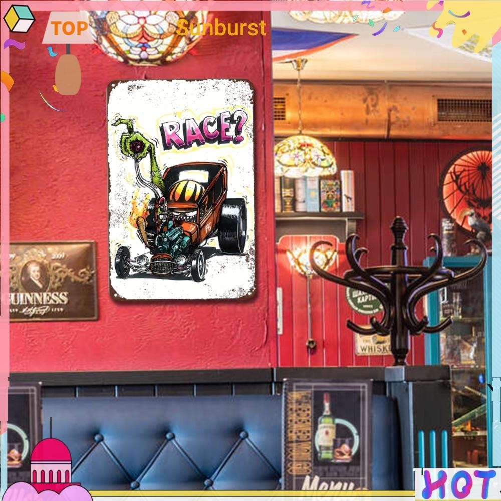 Vintage Metal Plate Garage ภาพวาดเหล็กสี่เหลี่ยม Wall Art Home Bar Decor [Sunburst11.th]