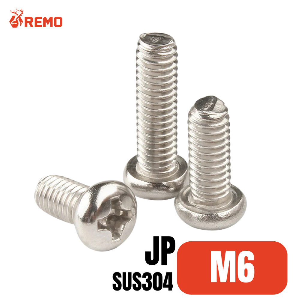 สกรูมิลหัวกลมสแตนเลส (JP) สกรูมิลหัวกลม สกรูหัวกลม SUS304 M6 เกลียวตลอด เกลียว 1.00 mm. (ความยาว 8 m