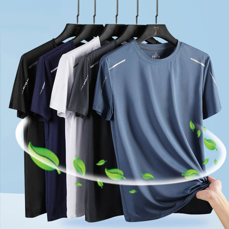 เสื้อยืดผู้ชายระบายอากาศได้ เสื้อยืดแขนสั้นแห้งเร็ว
