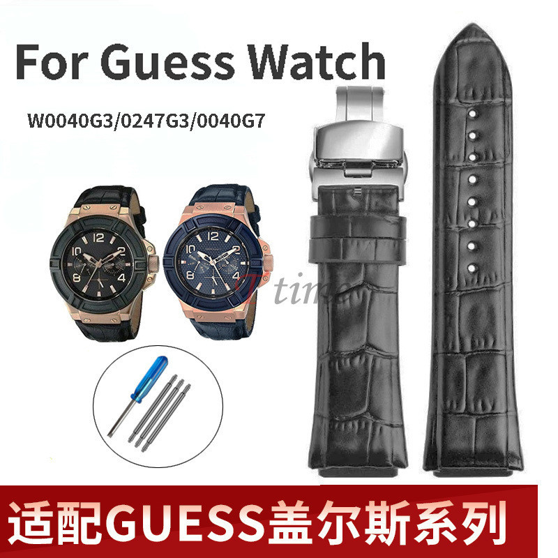สําหรับ Guess Cowhide สายนาฬิกาสําหรับ GUESS W0040G3 W0247G3 W0040G7 22 มม.สายนาฬิกาผู้ชายสายรัดข้อม