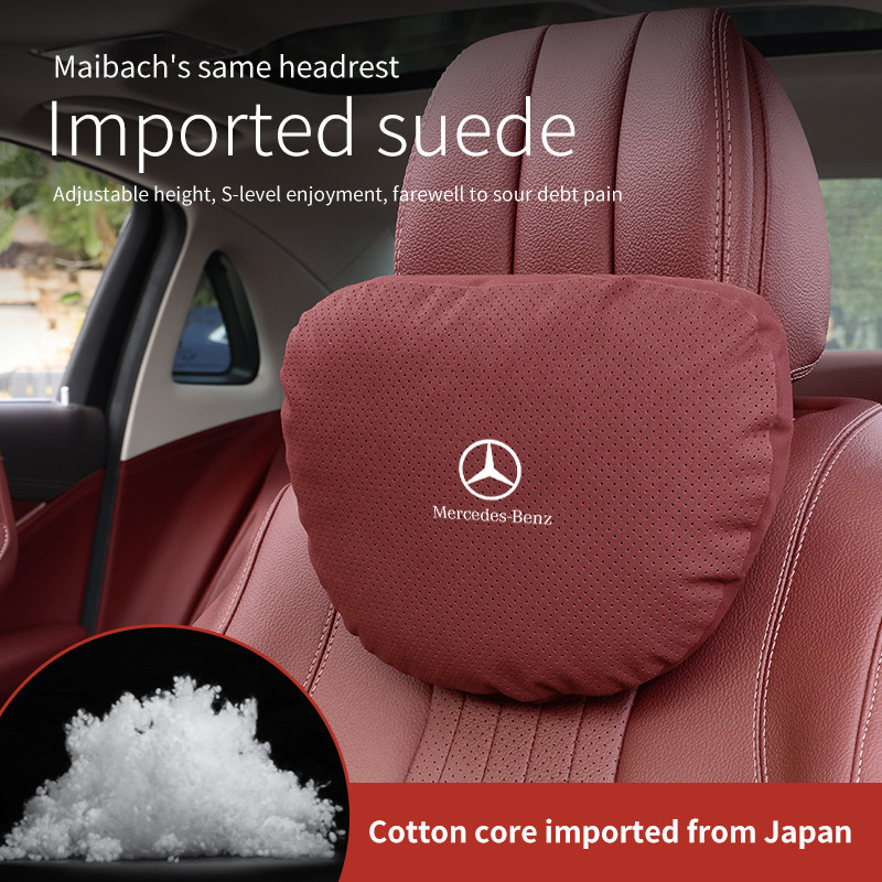คุณภาพสูงรถ Headrest หมอนรองคอที่นั่งสําหรับ Mercedes Benz AMG E43 E63 E200 E260 E300 E320 E350 GLC200 GLC260 C200 C260 นุ่มปรับรถอุปกรณ์เสริม